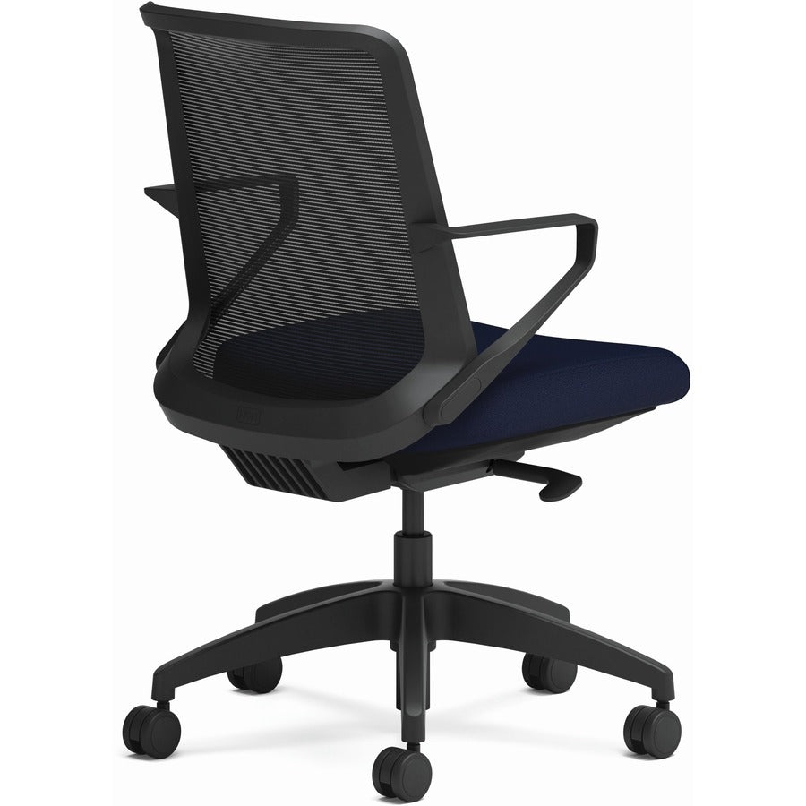 HON Cliq Chair, Navy Seat, Black Mesh Back, Black Frame, Armrest, 1 Each