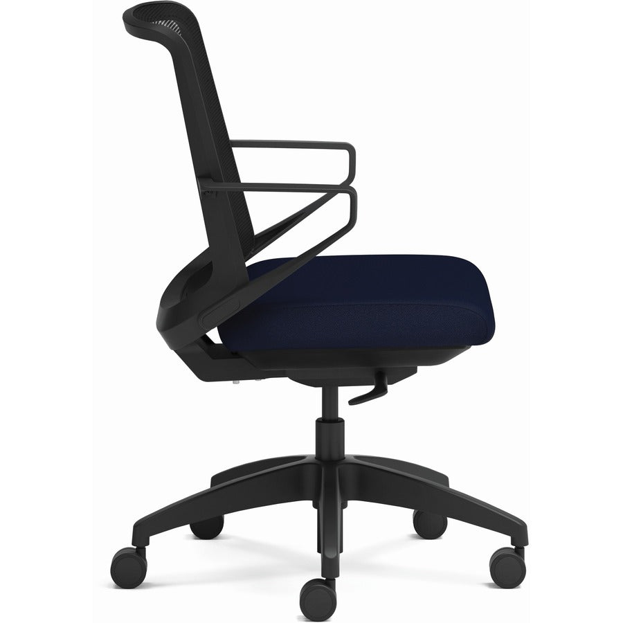 HON Cliq Chair, Navy Seat, Black Mesh Back, Black Frame, Armrest, 1 Each