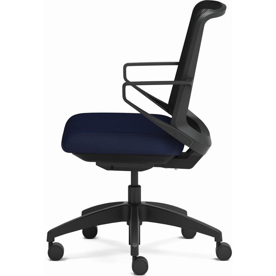 HON Cliq Chair, Navy Seat, Black Mesh Back, Black Frame, Armrest, 1 Each