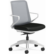 HON Cliq Chair, Black Fabric Seat, Fog Mesh Back, Designer White Frame, Armrest, 1 Each