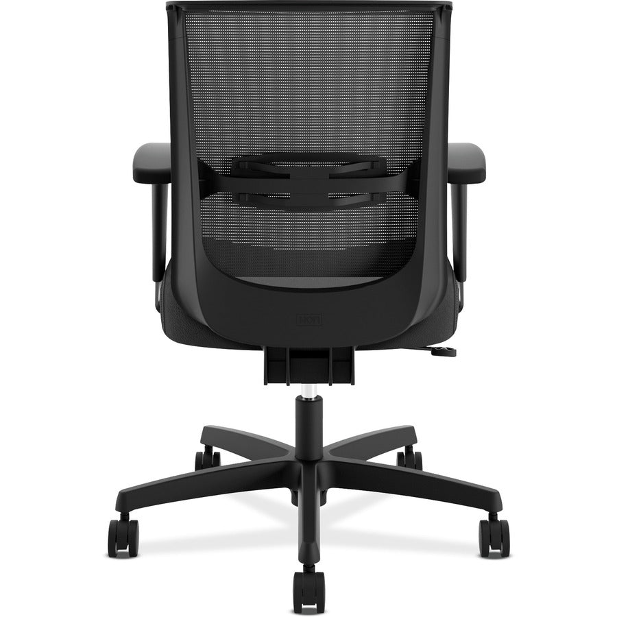HON Convergence Chair, Black Vinyl Seat, Mesh Back, Adjustable Arms, 5-Star Base, 1 Each