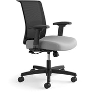 HON Convergence Chair, Frost Fabric Seat, Black Mesh Back, Adjustable Arms, 5-Star Base, 1 Each