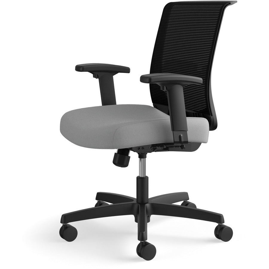 HON Convergence Chair, Frost Fabric Seat, Black Mesh Back, Adjustable Arms, 5-Star Base, 1 Each