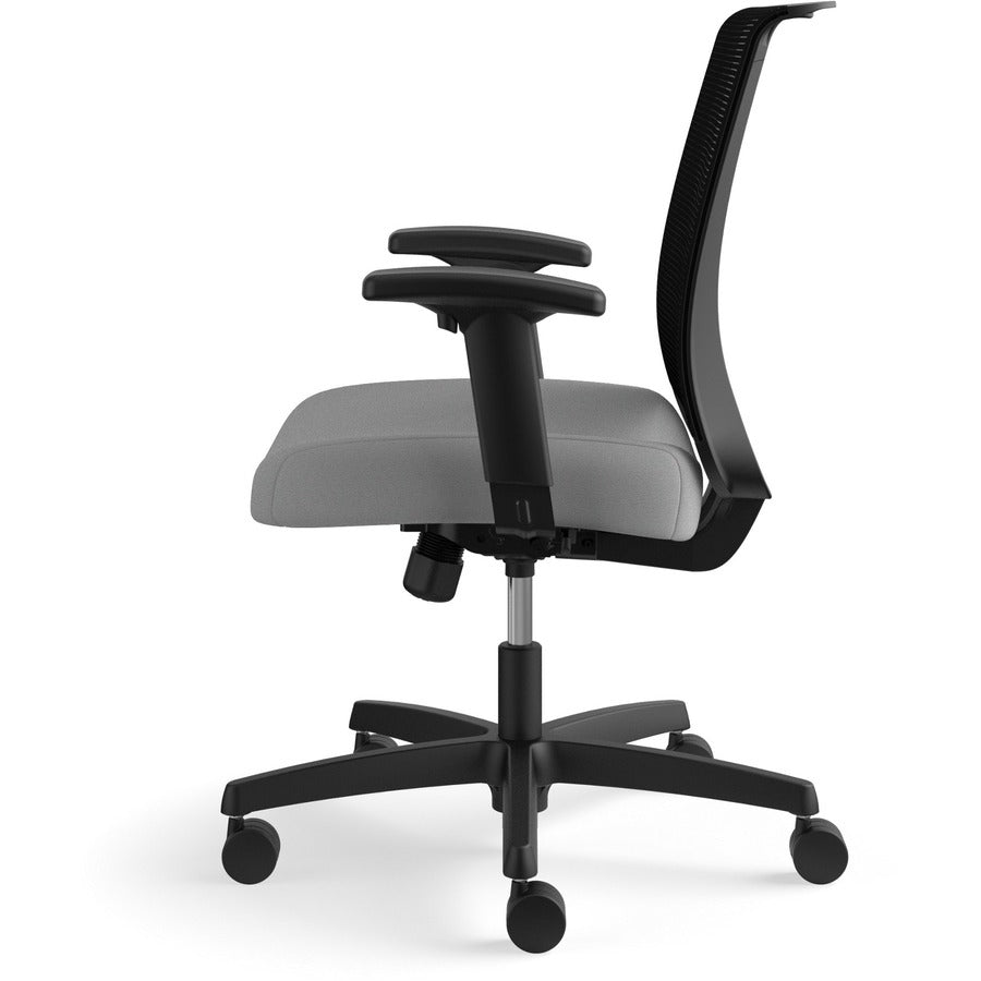 HON Convergence Chair, Frost Fabric Seat, Black Mesh Back, Adjustable Arms, 5-Star Base, 1 Each