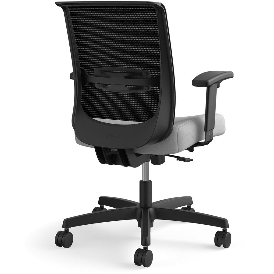 HON Convergence Chair, Frost Fabric Seat, Black Mesh Back, Adjustable Arms, 5-Star Base, 1 Each