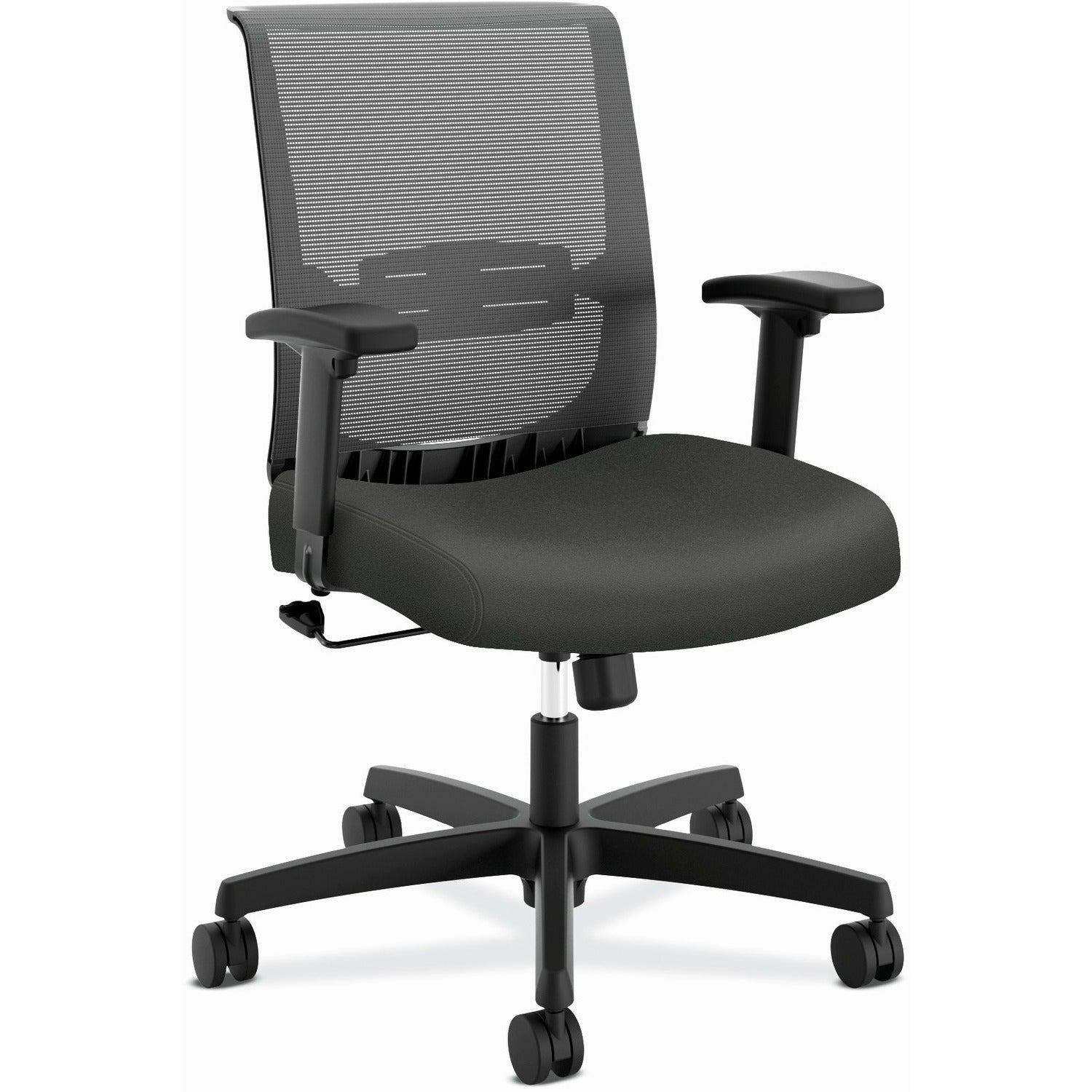 HON Convergence Chair, Iron Ore Fabric Seat, Black Mesh Back, Adjustable Arms, 5-Star Base, 1 Each