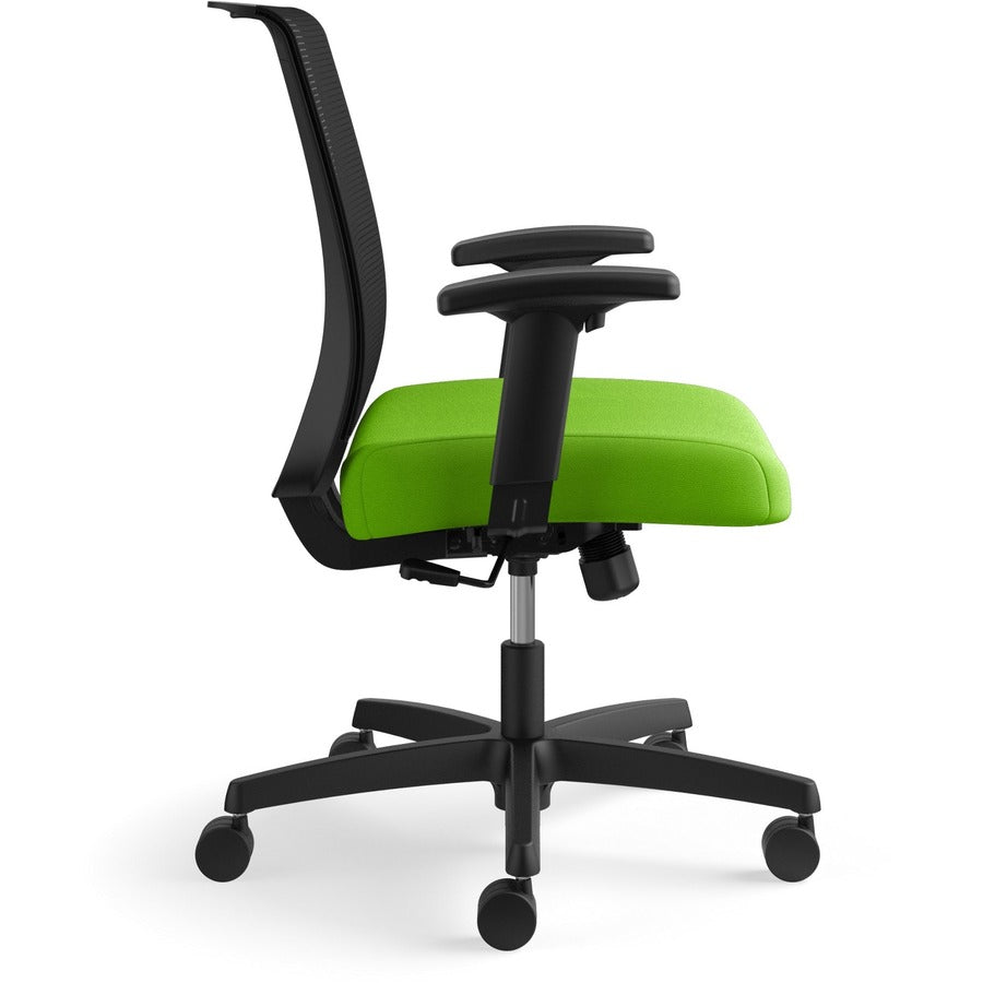 HON Convergence Chair, Pear Fabric Seat, Black Mesh Back, Adjustable Arms, 5-Star Black Base, 1 Each