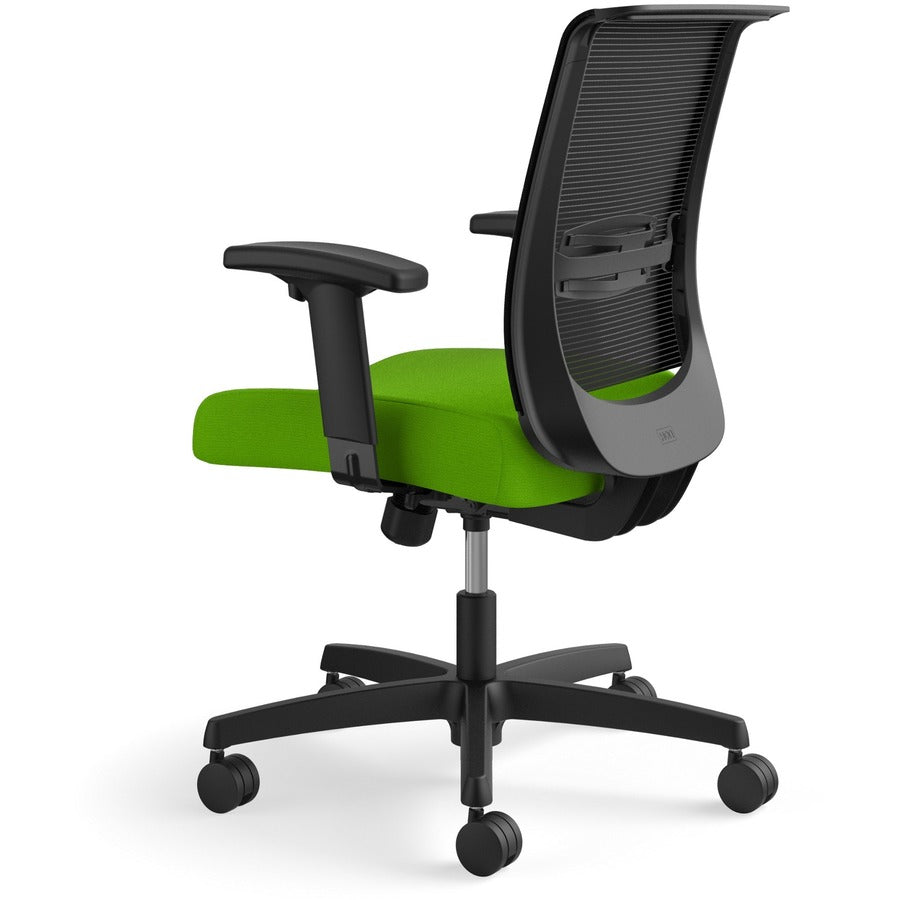 HON Convergence Chair, Pear Fabric Seat, Black Mesh Back, Adjustable Arms, 5-Star Black Base, 1 Each