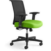 HON Convergence Chair, Pear Fabric Seat, Black Mesh Back, Adjustable Arms, 5-Star Black Base, 1 Each