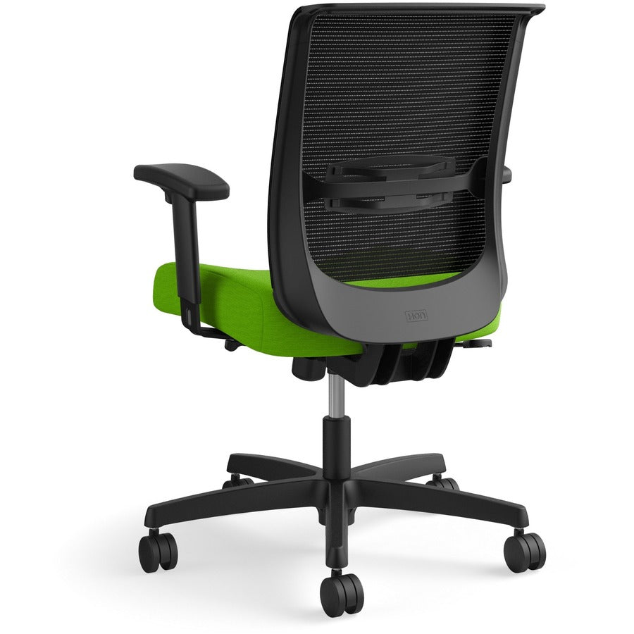 HON Convergence Chair, Pear Fabric Seat, Black Mesh Back, Adjustable Arms, 5-Star Black Base, 1 Each