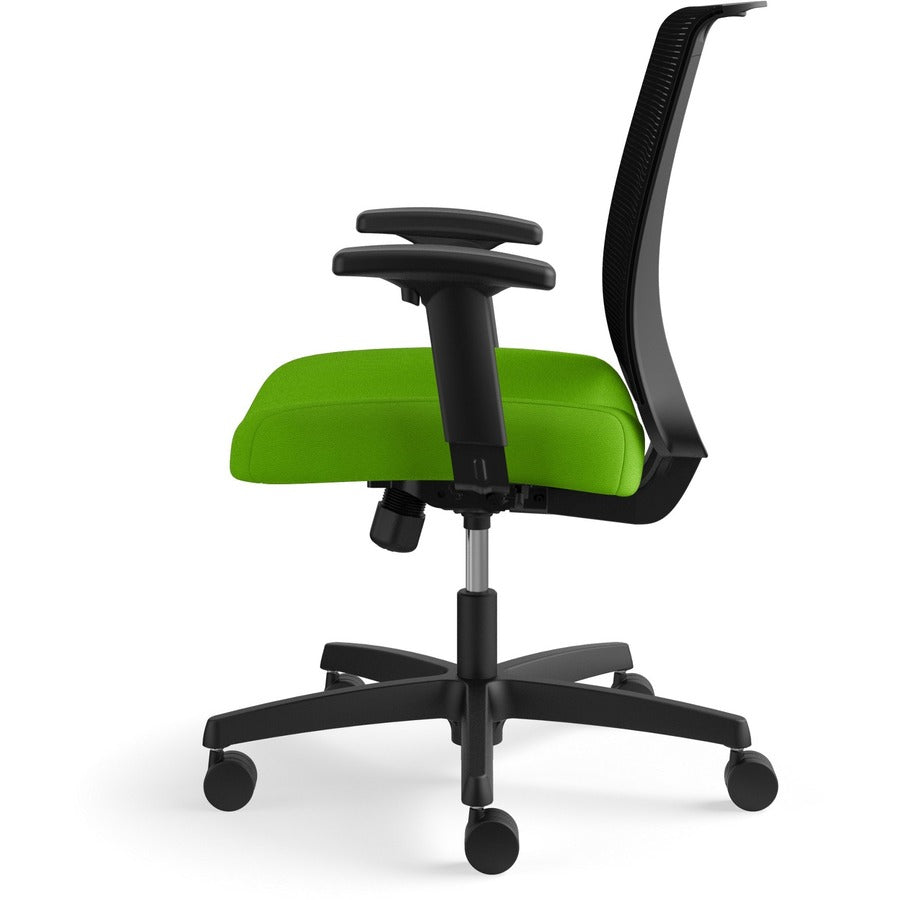 HON Convergence Chair, Pear Fabric Seat, Black Mesh Back, Adjustable Arms, 5-Star Black Base, 1 Each