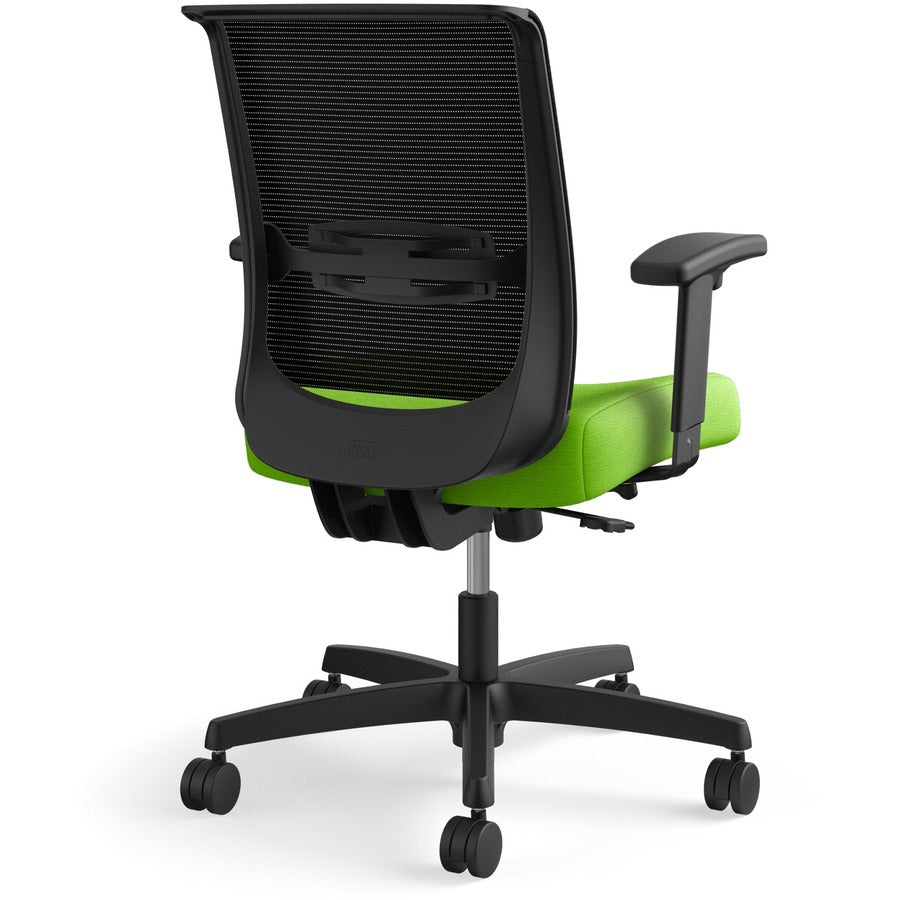 HON Convergence Chair, Pear Fabric Seat, Black Mesh Back, Adjustable Arms, 5-Star Black Base, 1 Each