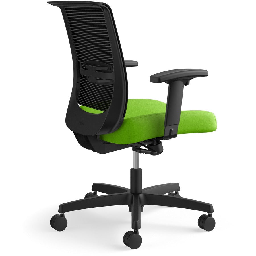 HON Convergence Chair, Pear Fabric Seat, Black Mesh Back, Adjustable Arms, 5-Star Black Base, 1 Each