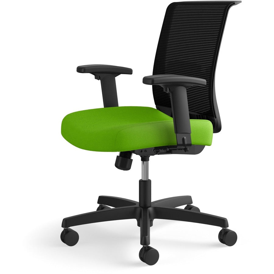 HON Convergence Chair, Pear Fabric Seat, Black Mesh Back, Adjustable Arms, 5-Star Black Base, 1 Each