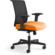 HON Convergence Chair, Apricot Vinyl/Fabric Seat, Black Mesh Back, Adjustable Arms, 5-Star Base, 1 Each