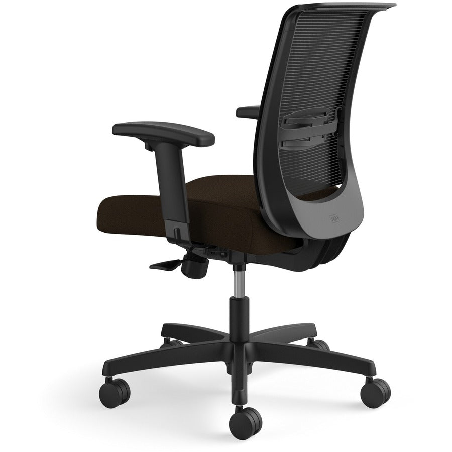 HON Convergence Chair, Espresso Vinyl/Fabric Seat, Black Mesh Back, Adjustable Arms, 5-Star Base, 1 Each