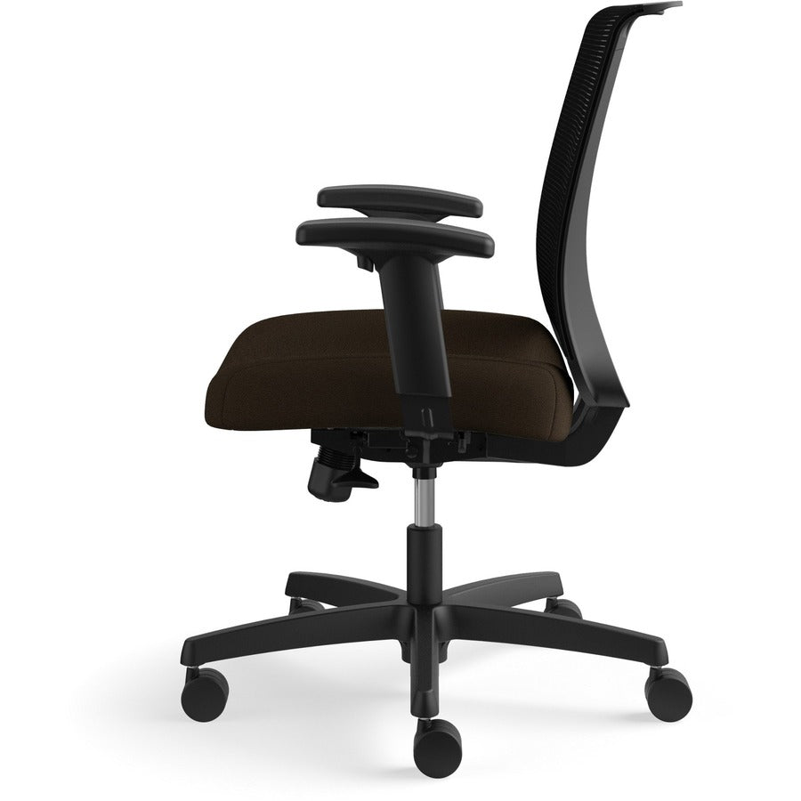 HON Convergence Chair, Espresso Vinyl/Fabric Seat, Black Mesh Back, Adjustable Arms, 5-Star Base, 1 Each