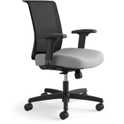 HON Convergence Chair, Black Vinyl/Fabric Seat, Mesh Back, Adjustable Arms, 5-Star Frost Base, 1 Each