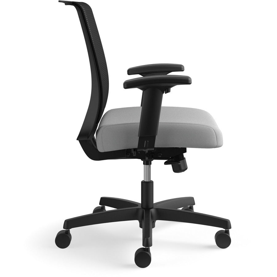 HON Convergence Chair, Black Vinyl/Fabric Seat, Mesh Back, Adjustable Arms, 5-Star Frost Base, 1 Each