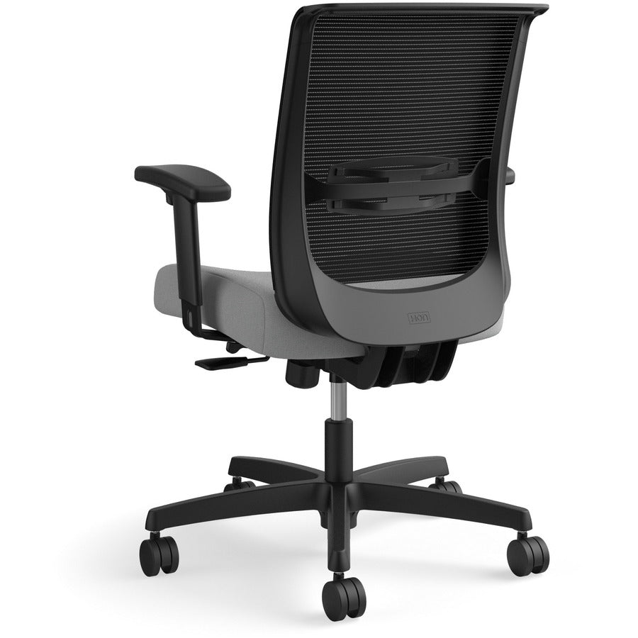 HON Convergence Chair, Black Vinyl/Fabric Seat, Mesh Back, Adjustable Arms, 5-Star Frost Base, 1 Each