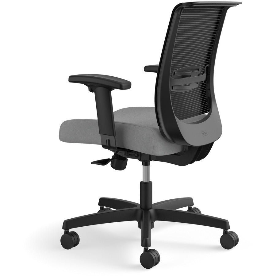 HON Convergence Chair, Black Vinyl/Fabric Seat, Mesh Back, Adjustable Arms, 5-Star Frost Base, 1 Each