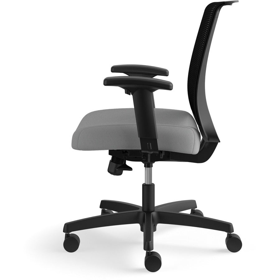 HON Convergence Chair, Black Vinyl/Fabric Seat, Mesh Back, Adjustable Arms, 5-Star Frost Base, 1 Each