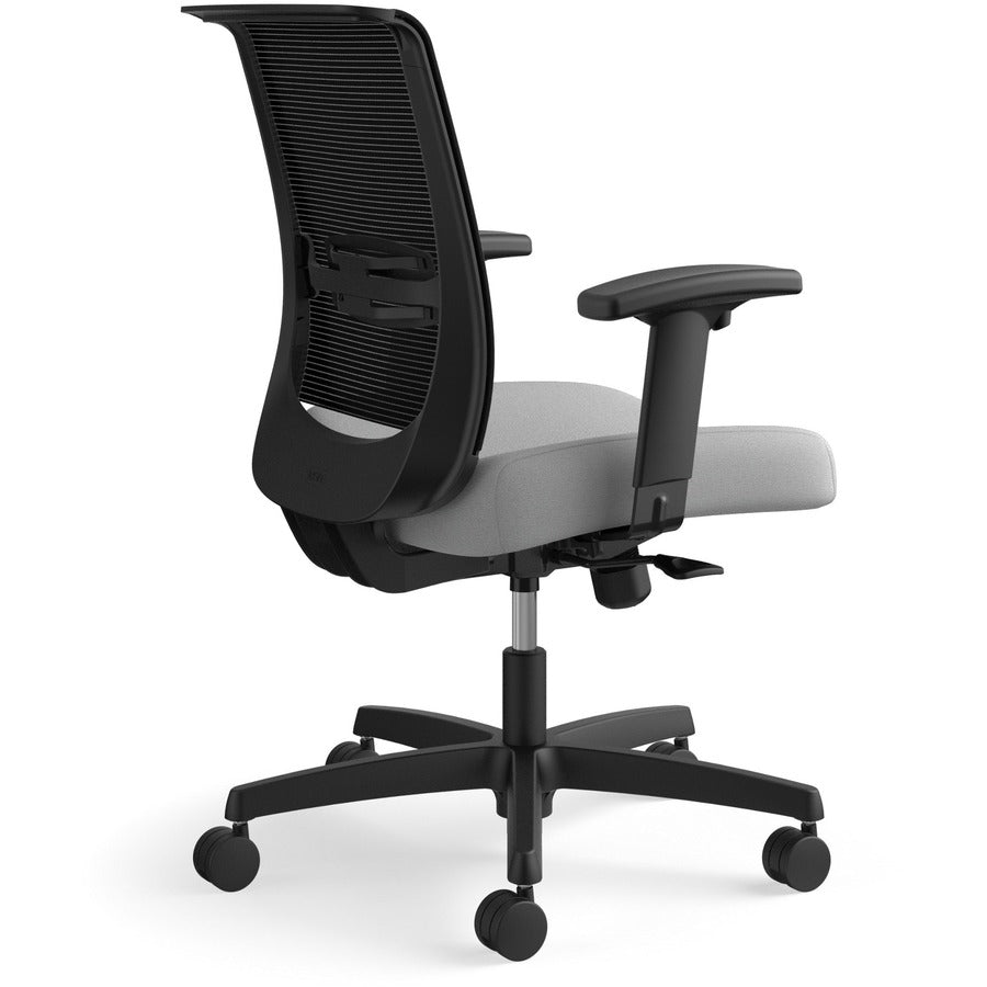 HON Convergence Chair, Black Vinyl/Fabric Seat, Mesh Back, Adjustable Arms, 5-Star Frost Base, 1 Each
