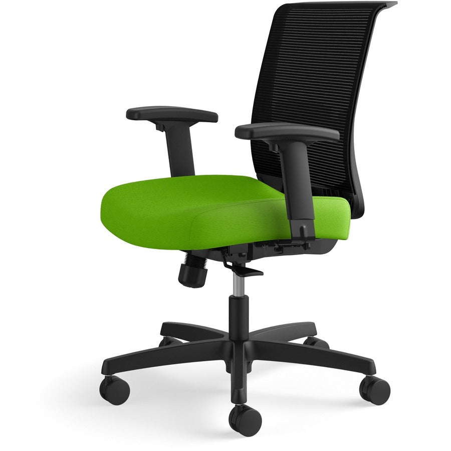 HON Convergence Chair, Pear Fabric Seat, Black Mesh Back, Adjustable Arms, 5-Star Black Base, 1 Each