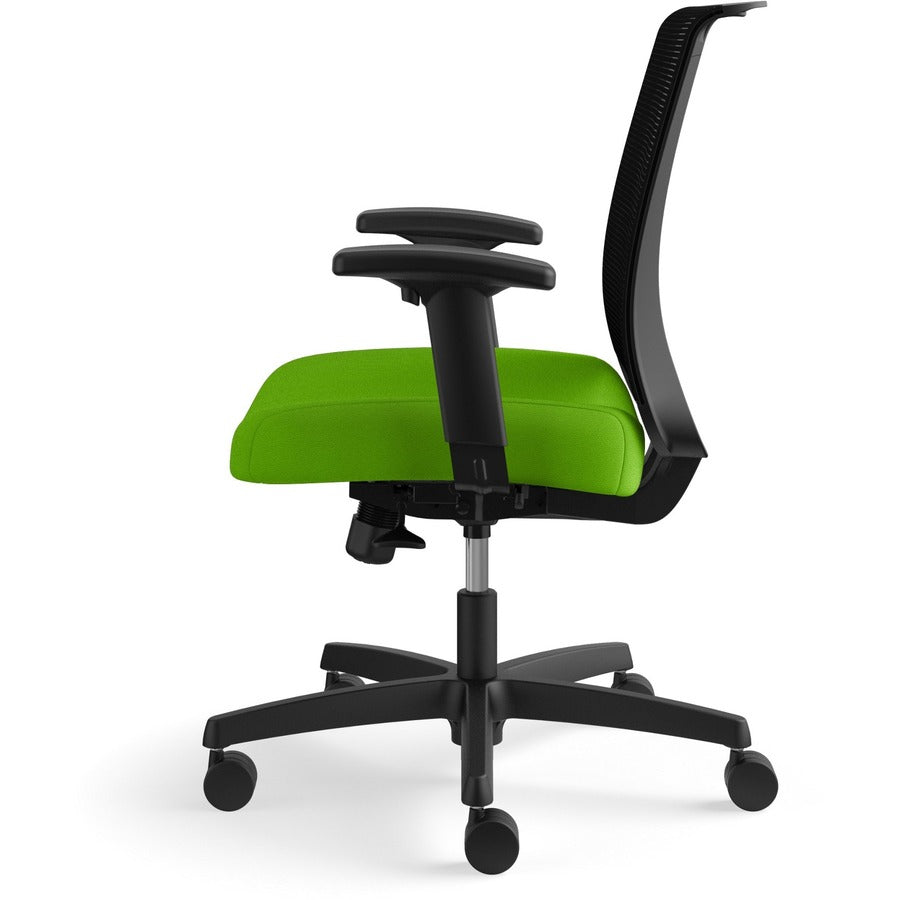 HON Convergence Chair, Pear Fabric Seat, Black Mesh Back, Adjustable Arms, 5-Star Black Base, 1 Each
