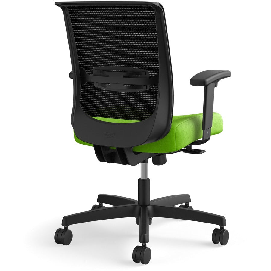HON Convergence Chair, Pear Fabric Seat, Black Mesh Back, Adjustable Arms, 5-Star Black Base, 1 Each