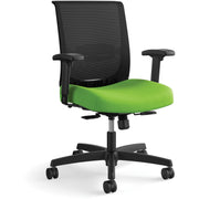 HON Convergence Chair, Pear Fabric Seat, Black Mesh Back, Adjustable Arms, 5-Star Black Base, 1 Each