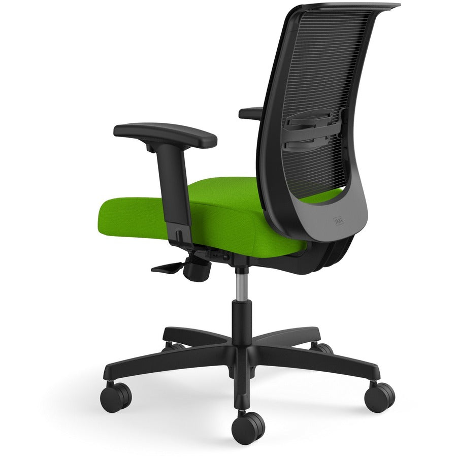 HON Convergence Chair, Pear Fabric Seat, Black Mesh Back, Adjustable Arms, 5-Star Black Base, 1 Each