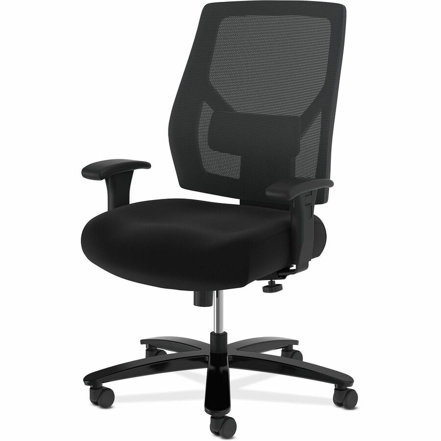 HON Crio Chair, Mesh Fabric Seat and Back, High Back, Adjustable Arms, 5-Star Base, Black, 1 Each