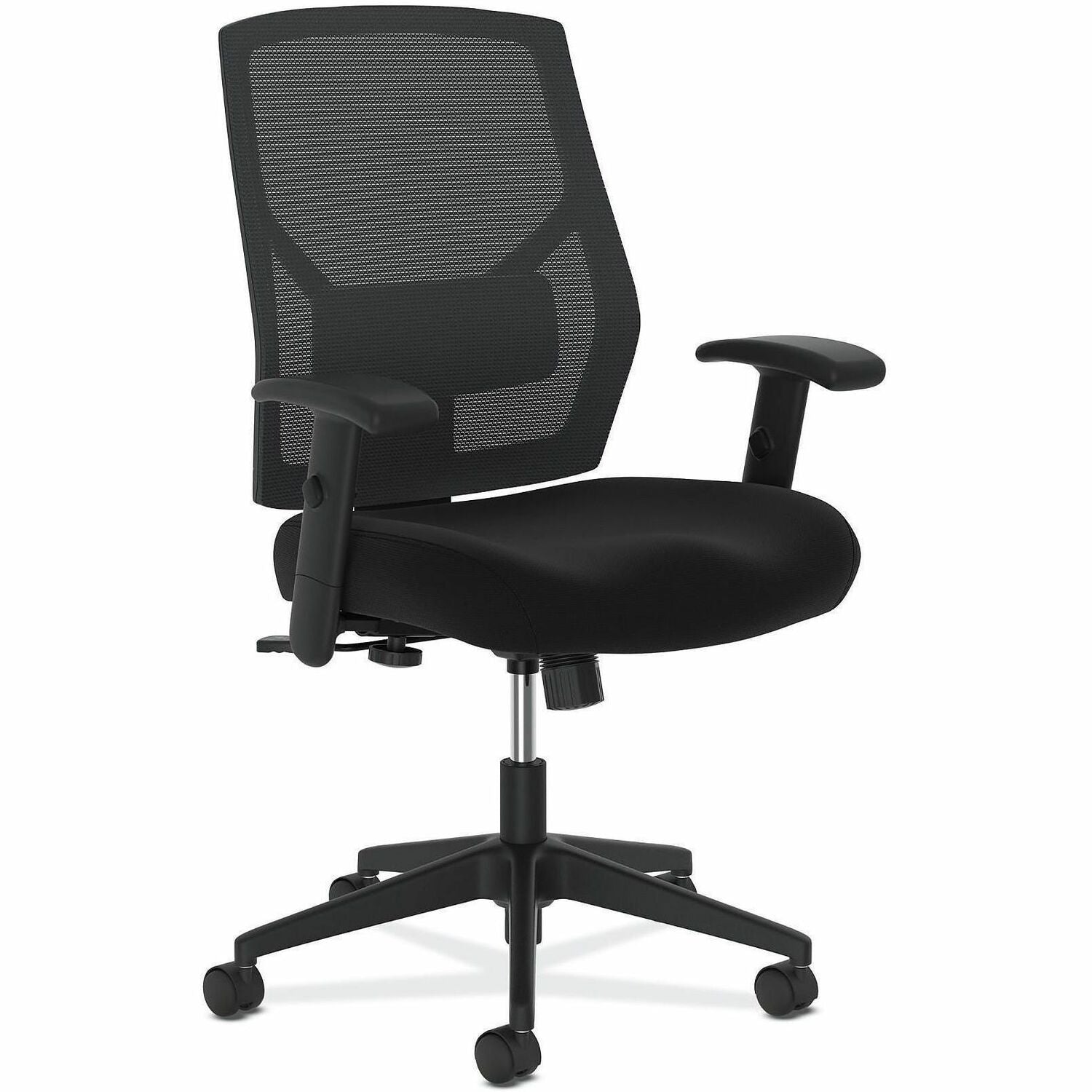 HON Crio Chair, High Back, Black Mesh Back, Black Fabric Seat, Adjustable Arms, 5-Star Base, 1 Each