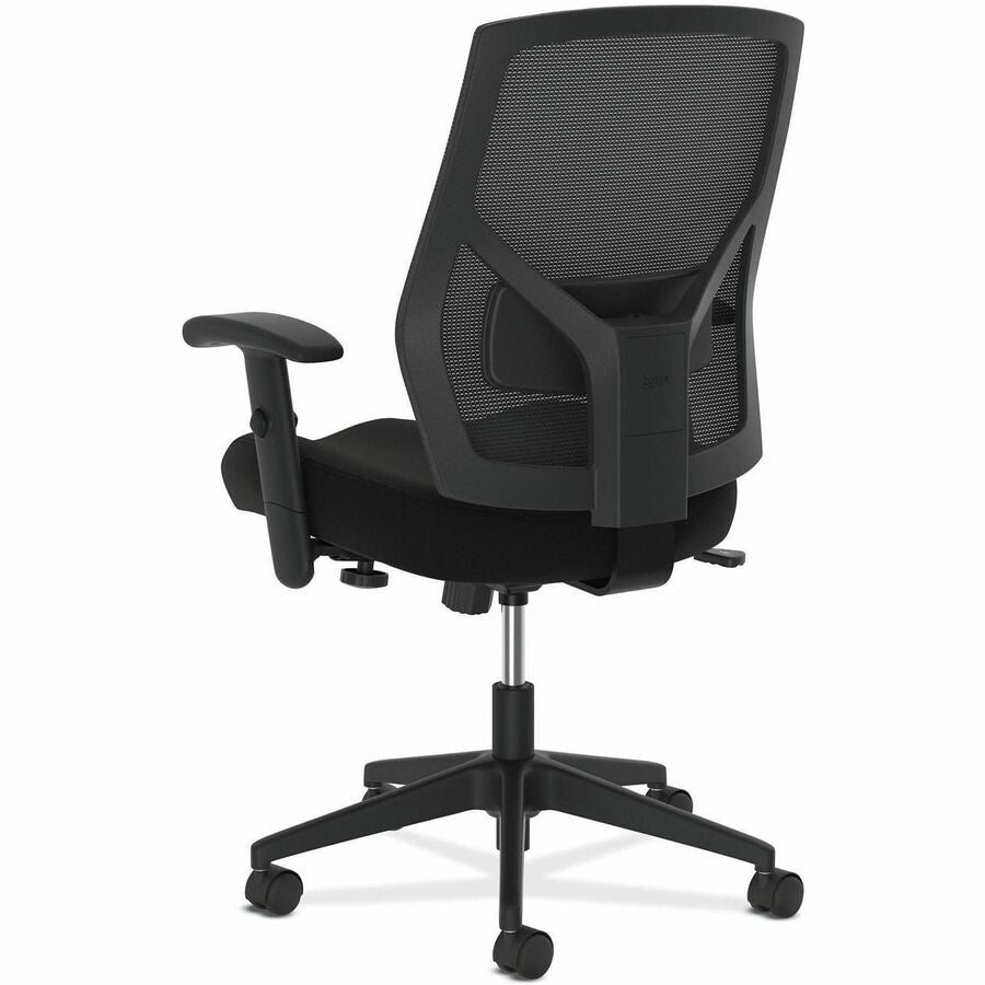 HON Crio Chair, High Back, Black Mesh Back, Black Fabric Seat, Adjustable Arms, 5-Star Base, 1 Each