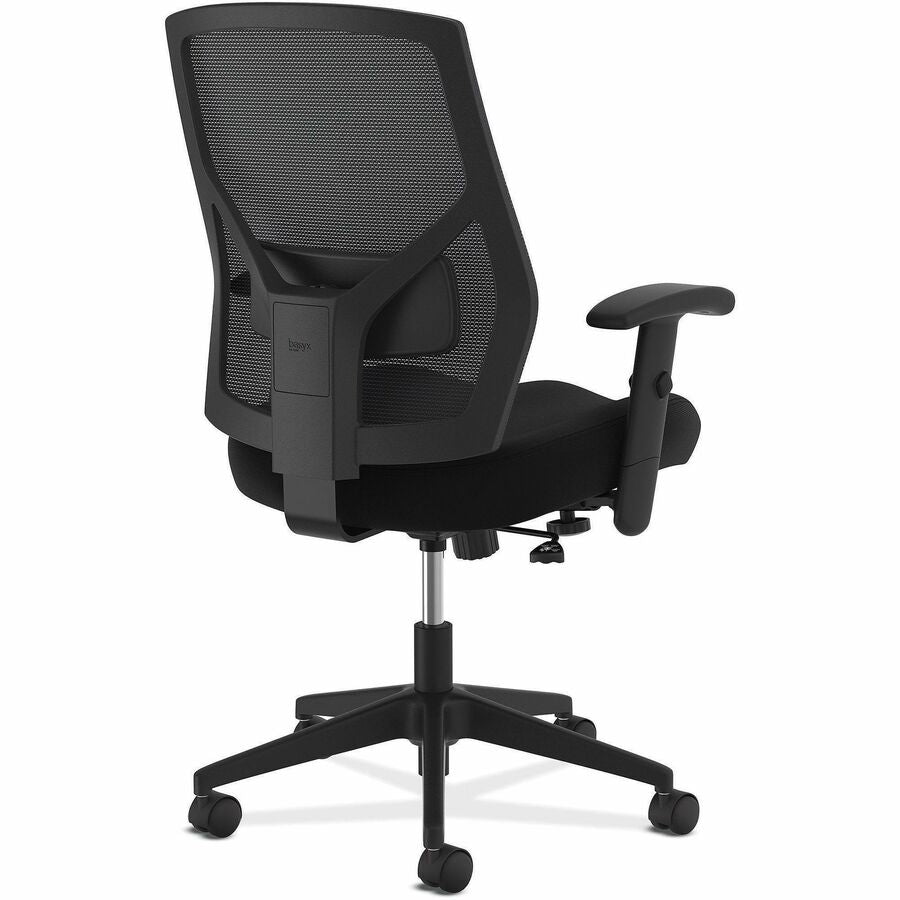 HON Crio Chair, High Back, Black Mesh Back, Black Fabric Seat, Adjustable Arms, 5-Star Base, 1 Each