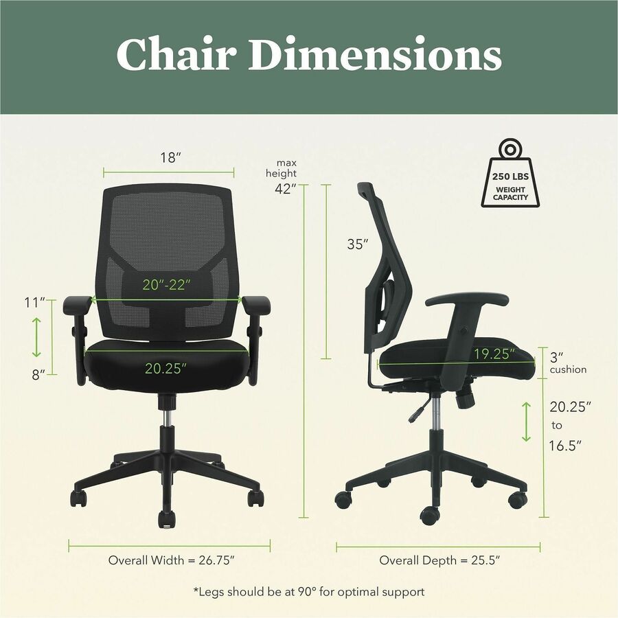 HON Crio Chair, High Back, Black Mesh Back, Black Fabric Seat, Adjustable Arms, 5-Star Base, 1 Each