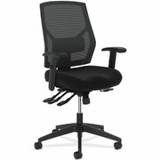 HON Crio Chair, High Back, Black Mesh Back, Black Fabric Seat, Adjustable Arms, 5-Star Base, 1 Each