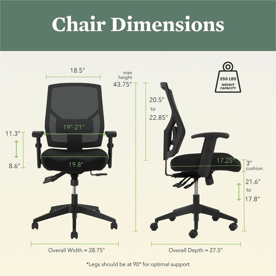 HON Crio Chair, High Back, Black Mesh Back, Black Fabric Seat, Adjustable Arms, 5-Star Base, 1 Each