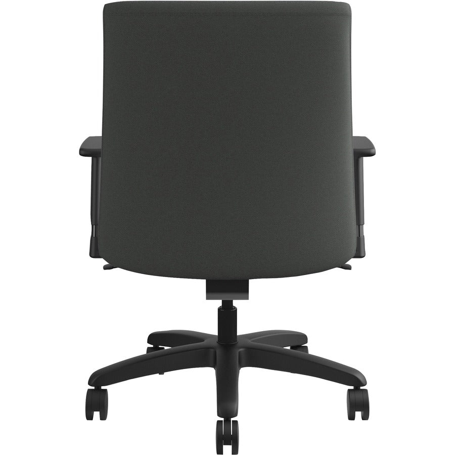 HON Ignition Chair, Mid Back, Iron Ore Seat, Fabric Back, Black Frame, Adjustable Arms, 360° Swivel, 1 Each
