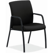 HON Ignition Guest Chair, Black Fabric Back, Black Steel Frame, Fixed Arms, Padded Seat, 4-Leg Base, 1 Each