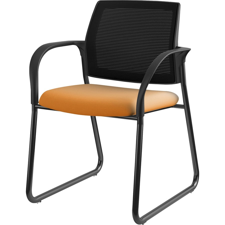 HON Ignition Chair, Apricot Fabric Seat, Black Mesh Back, Steel Sled Base, Armrests, 1 Each