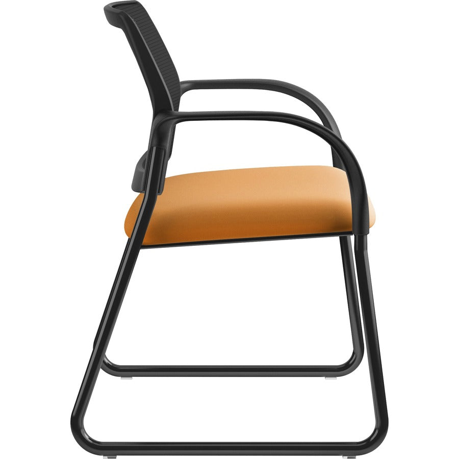 HON Ignition Chair, Apricot Fabric Seat, Black Mesh Back, Steel Sled Base, Armrests, 1 Each