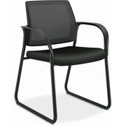 HON Ignition Chair, Black Vinyl Seat, Mesh Back, Steel Sled Base, Armrests, 1 Each