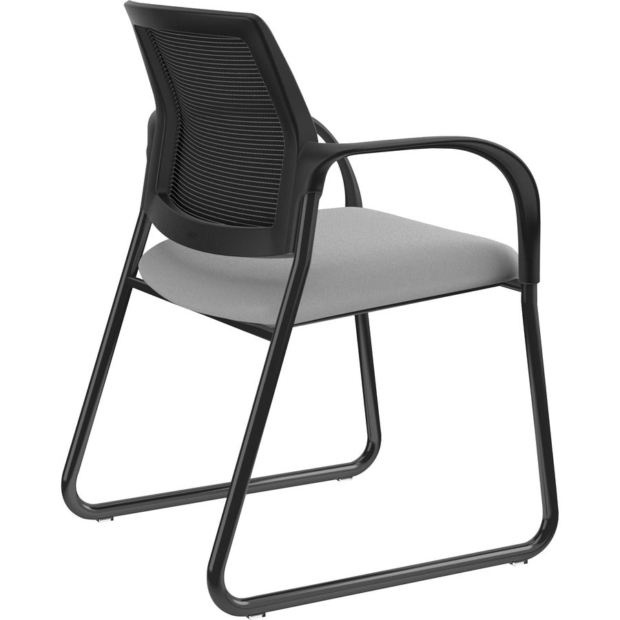 HON Ignition Chair, Frost Fabric Seat, Black Mesh Back, Black Steel Sled Base, Armrests, 1 Each