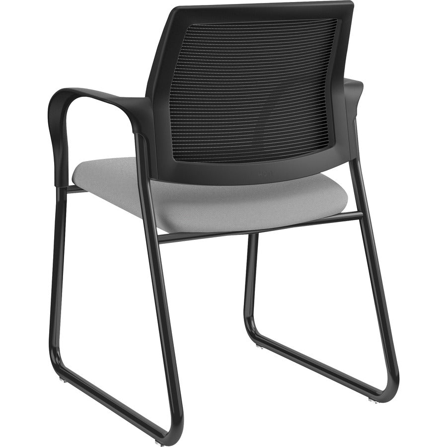 HON Ignition Chair, Frost Fabric Seat, Black Mesh Back, Black Steel Sled Base, Armrests, 1 Each