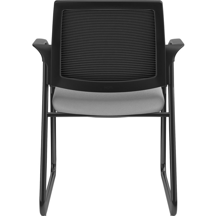 HON Ignition Chair, Frost Fabric Seat, Black Mesh Back, Black Steel Sled Base, Armrests, 1 Each