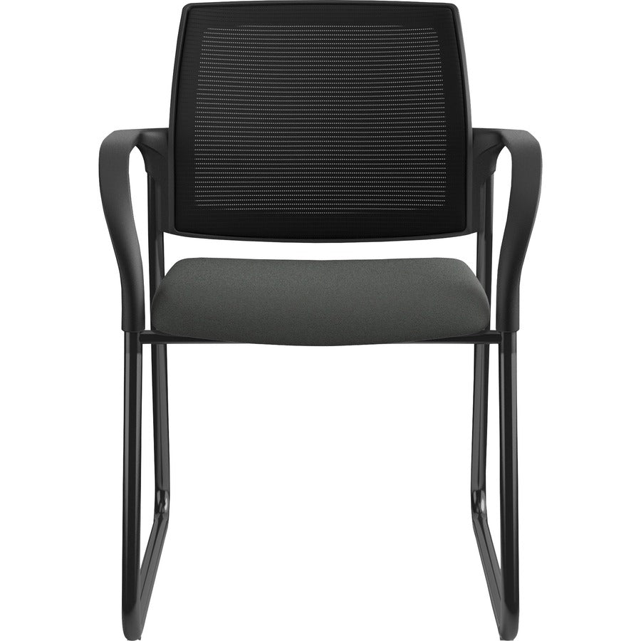 HON Ignition Chair, Iron Ore Fabric Seat, Black Mesh Back, Steel Sled Base, Armrests, 1 Each