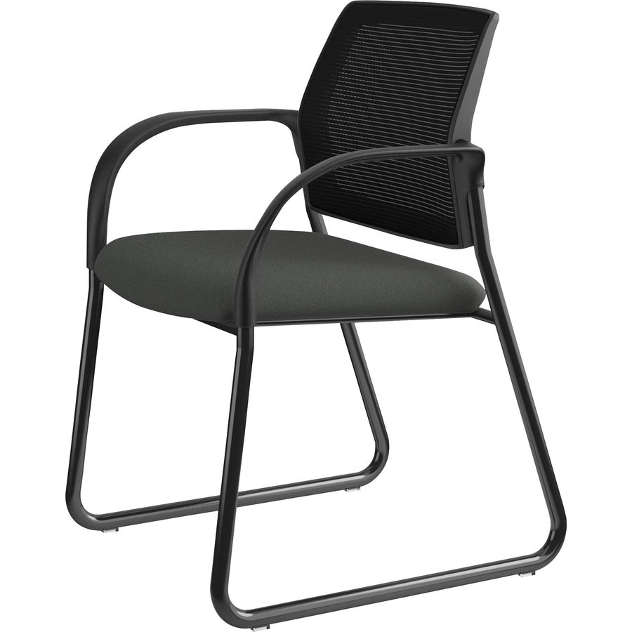 HON Ignition Chair, Iron Ore Fabric Seat, Black Mesh Back, Steel Sled Base, Armrests, 1 Each