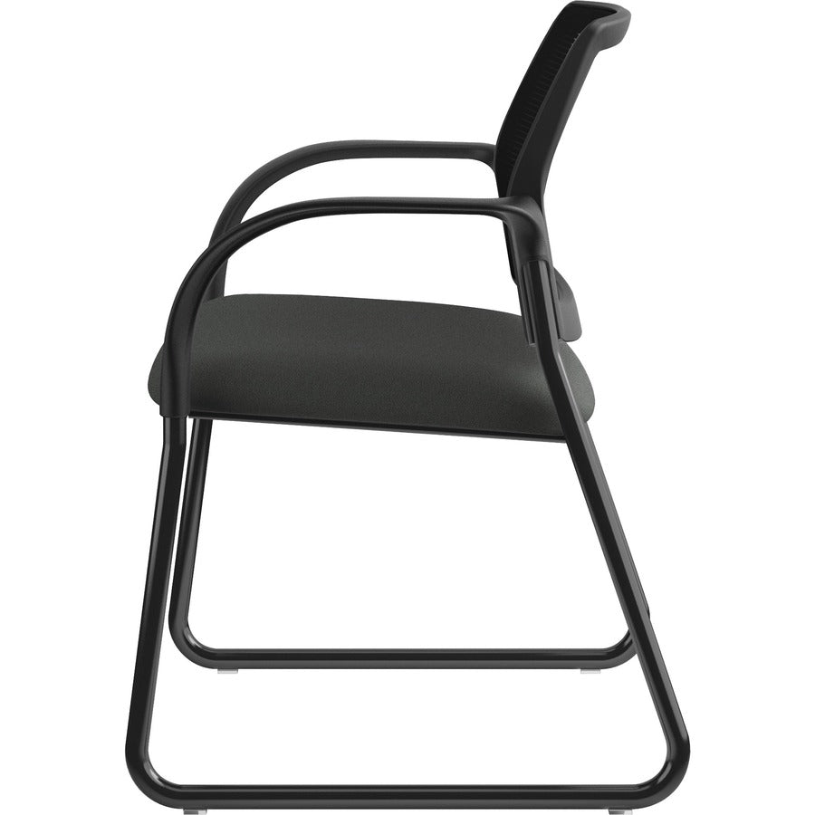 HON Ignition Chair, Iron Ore Fabric Seat, Black Mesh Back, Steel Sled Base, Armrests, 1 Each
